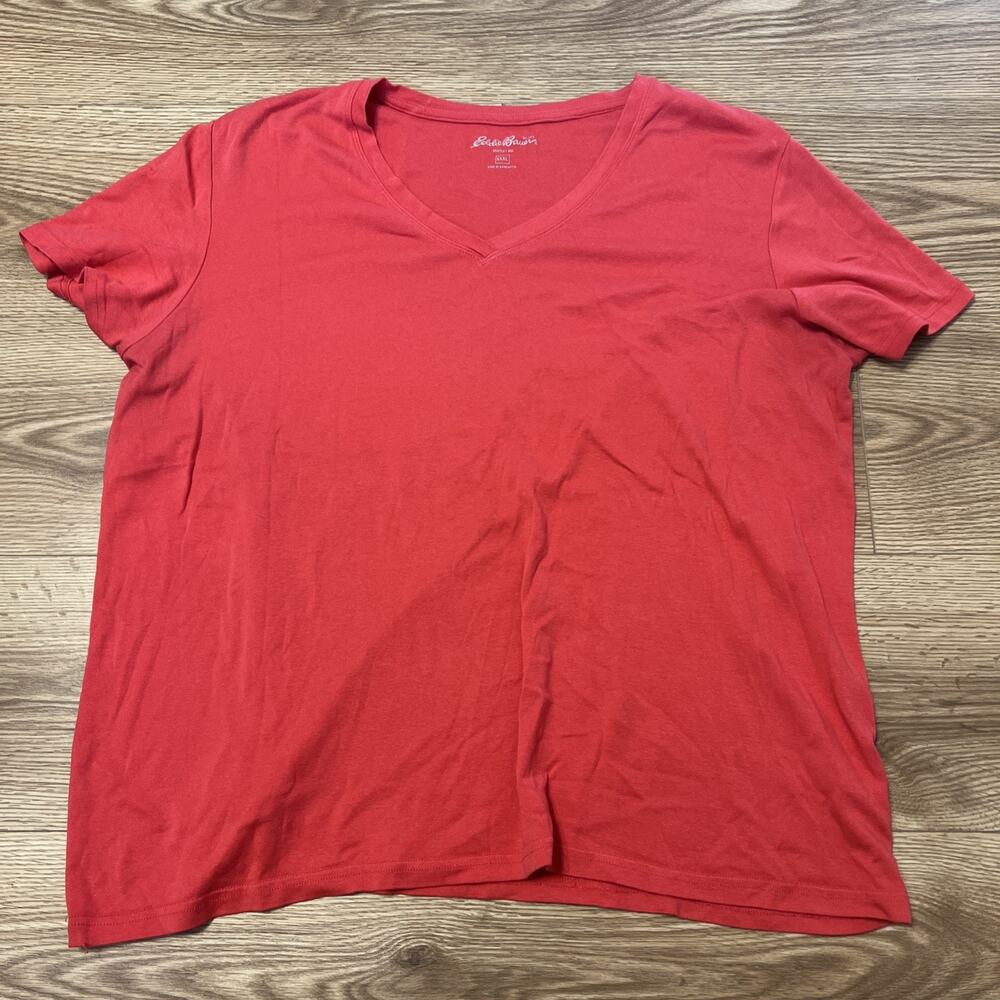 Eddie Bauer Women's Pink Short Sleeve V Neck Tee T Shirt Size 3XL XXXL (A34)